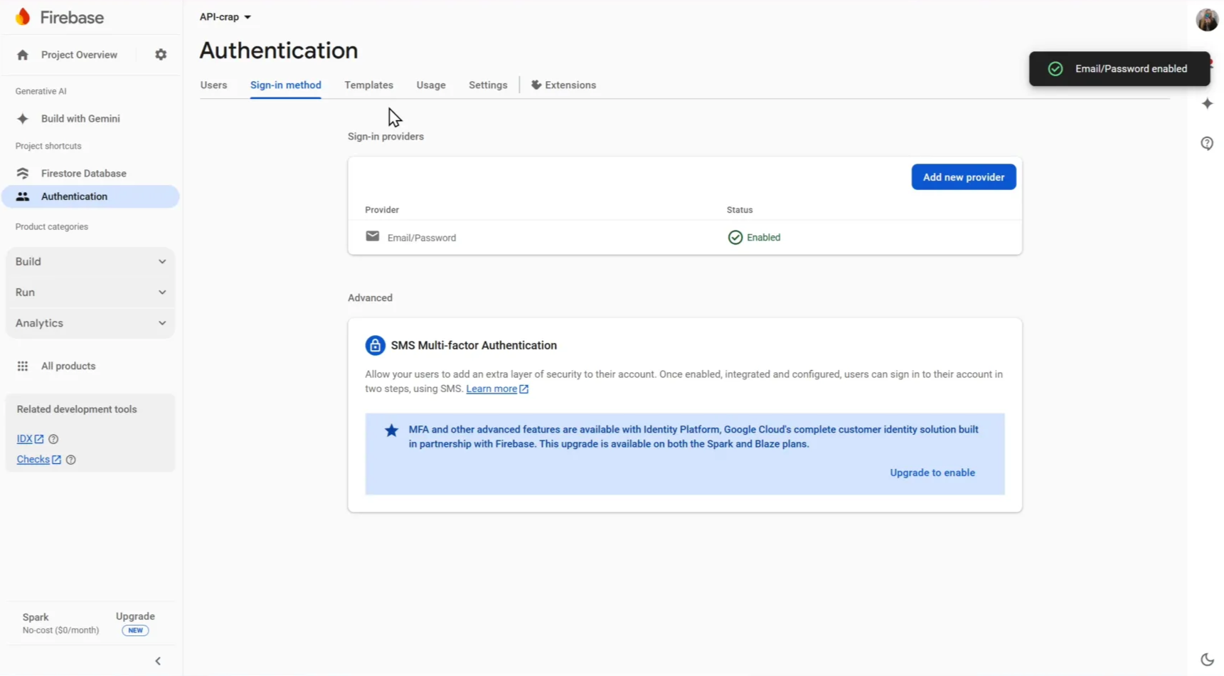 Firebase veebilehelt all set