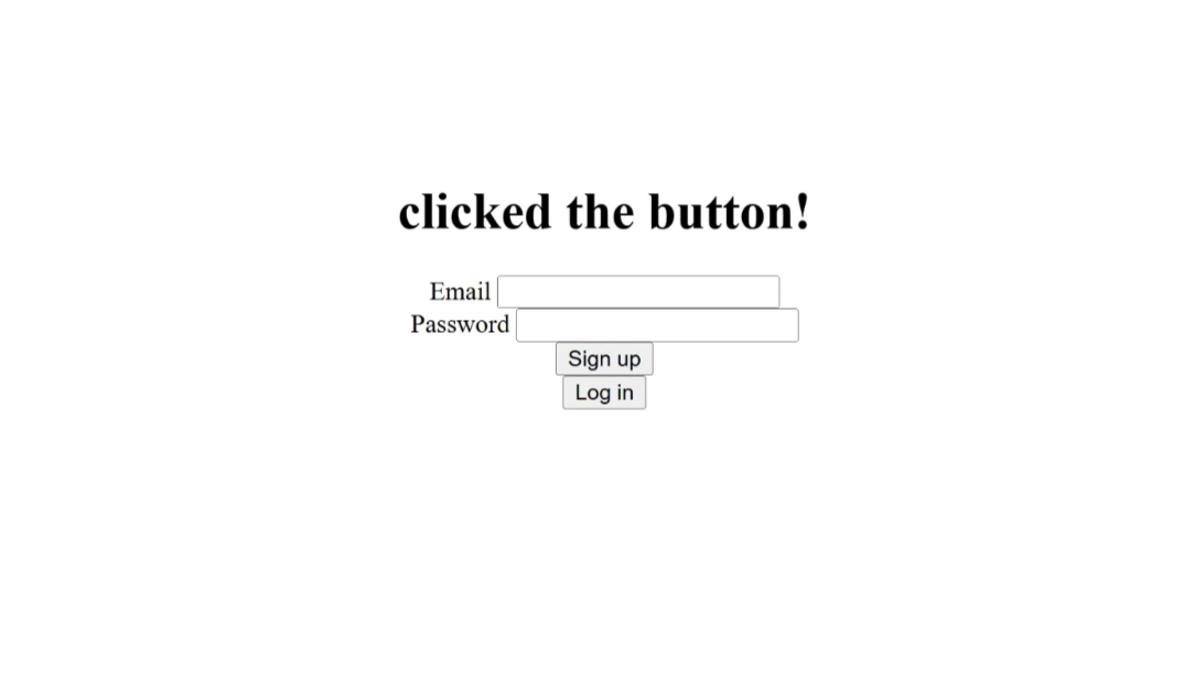 Veebileht sõnum "Clicked the button"